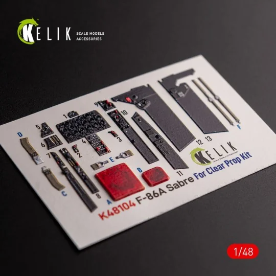 F-86A Sabre - interior 3D decals for ClearProp kit - Kelik K48104