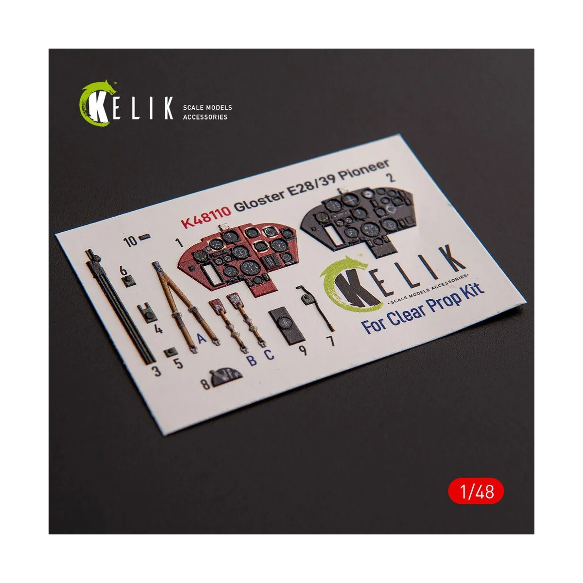 Gloster E28/39 Pioneer - interior 3D decals for ClearProp kit, 1/48...