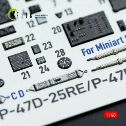 P-47D - 25RE/28RA - interior 3D decals for MiniArt kit - Kelik K48141