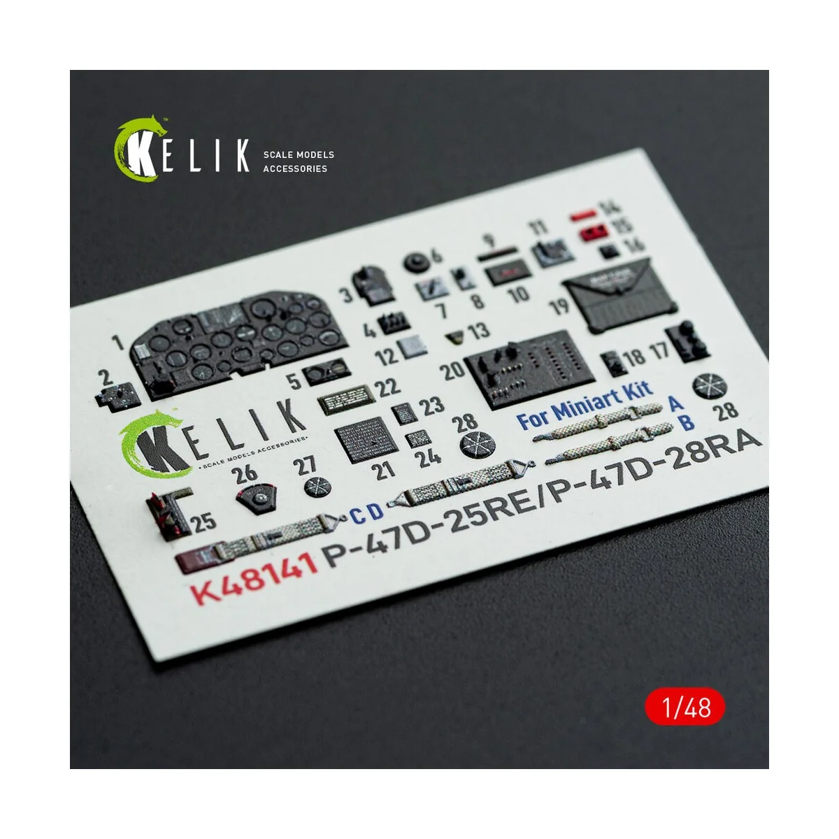 P-47D - 25RE/28RA - interior 3D decals for MiniArt kit - Kelik K48141