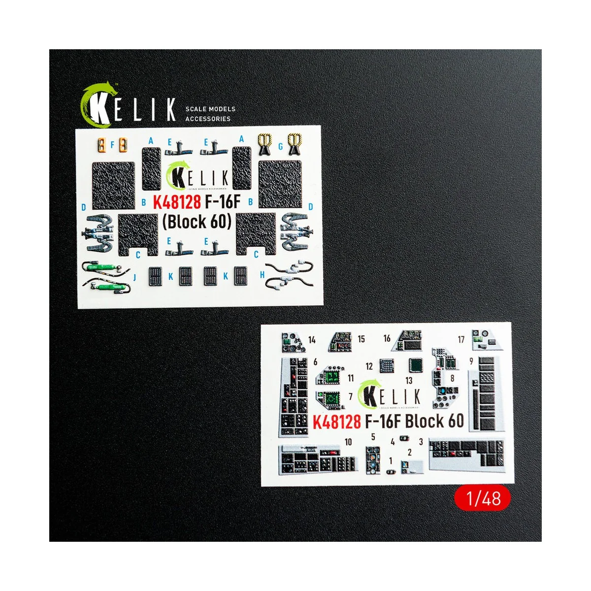 F-16F Block 60 - interior 3D decals for Hasegawa kit - Kelik K48128