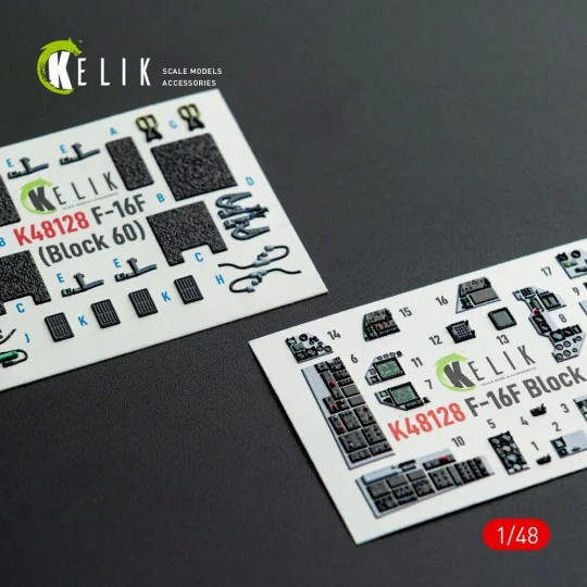 F-16F Block 60 - interior 3D decals for Hasegawa kit - Kelik K48128