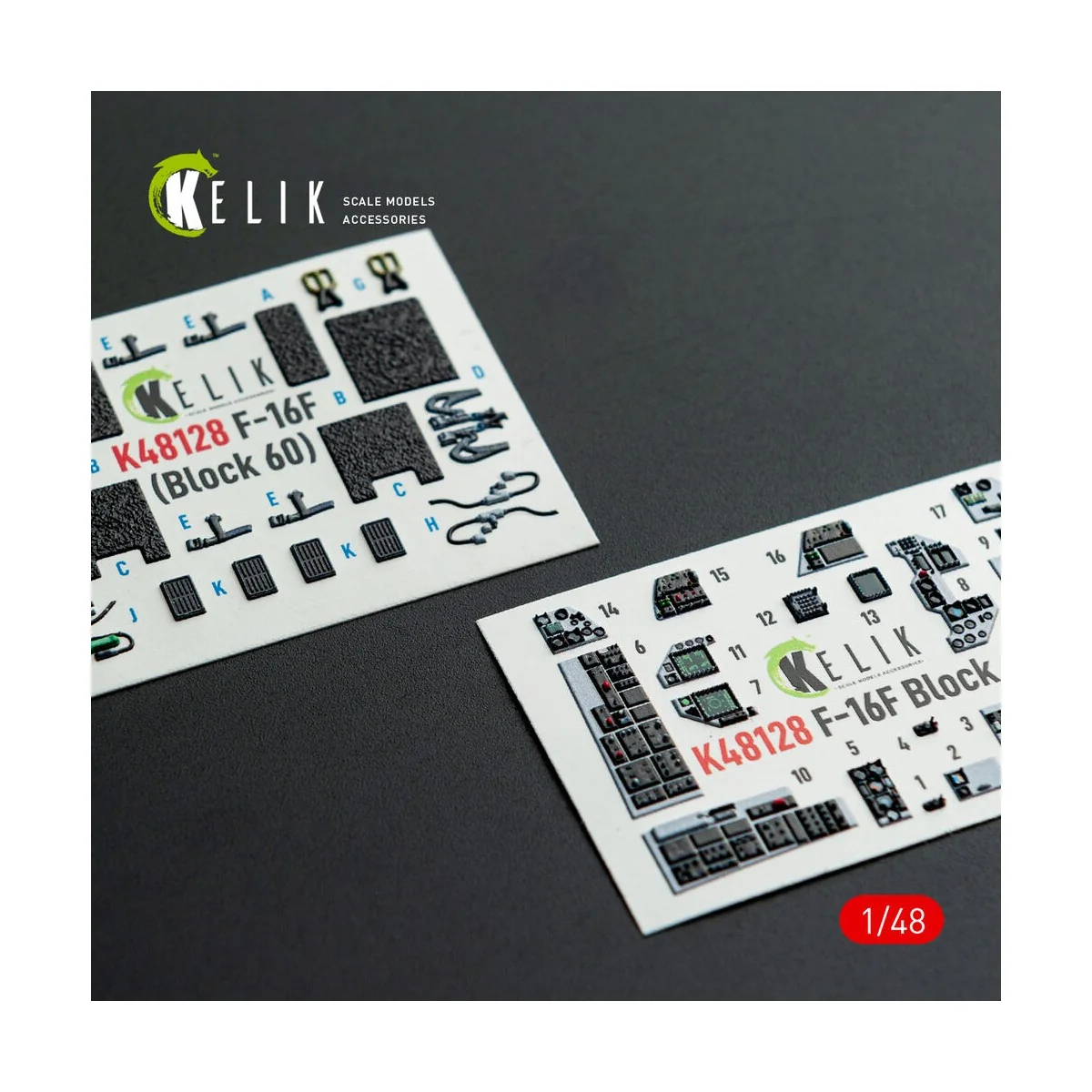 F-16F Block 60 - interior 3D decals for Hasegawa kit - Kelik K48128