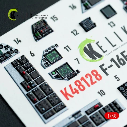 F-16F Block 60 - interior 3D decals for Hasegawa kit - Kelik K48128