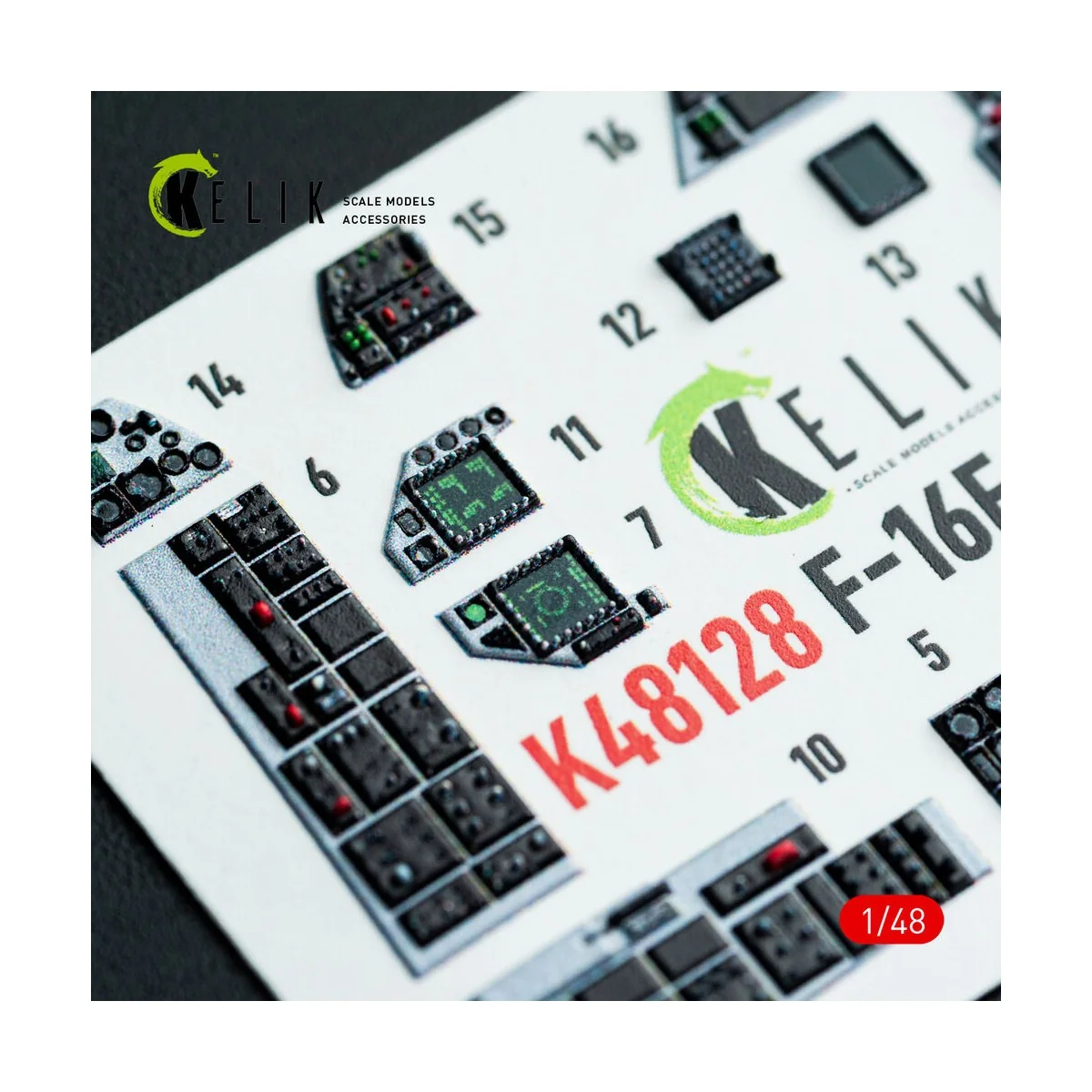 F-16F Block 60 - interior 3D decals for Hasegawa kit - Kelik K48128