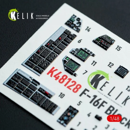 F-16F Block 60 - interior 3D decals for Hasegawa kit - Kelik K48128