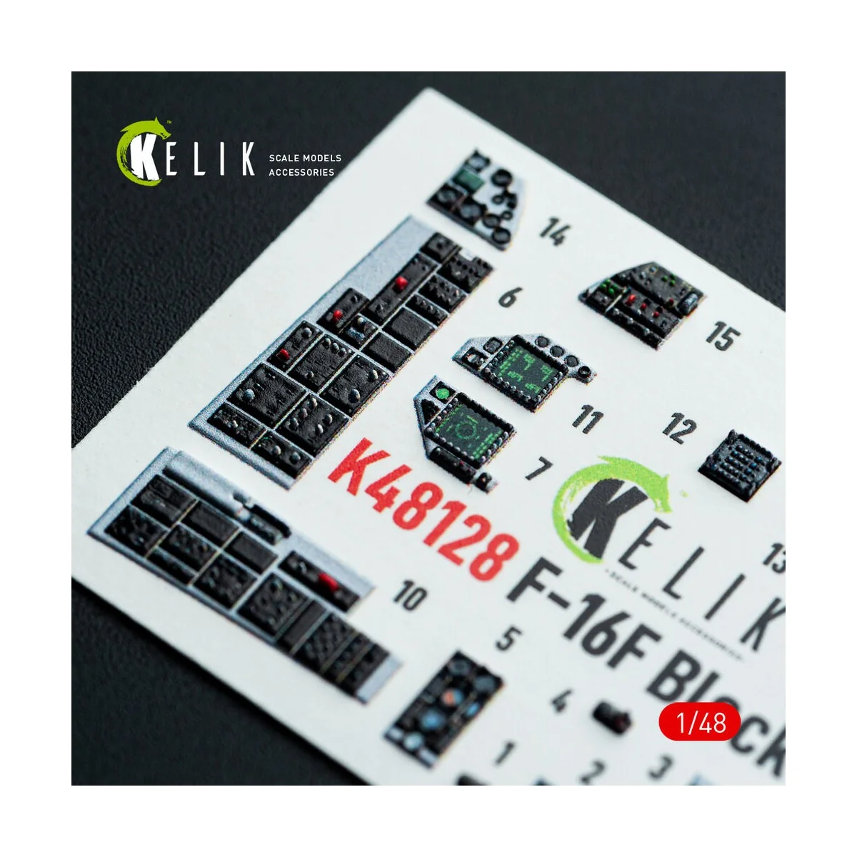 F-16F Block 60 - interior 3D decals for Hasegawa kit - Kelik K48128