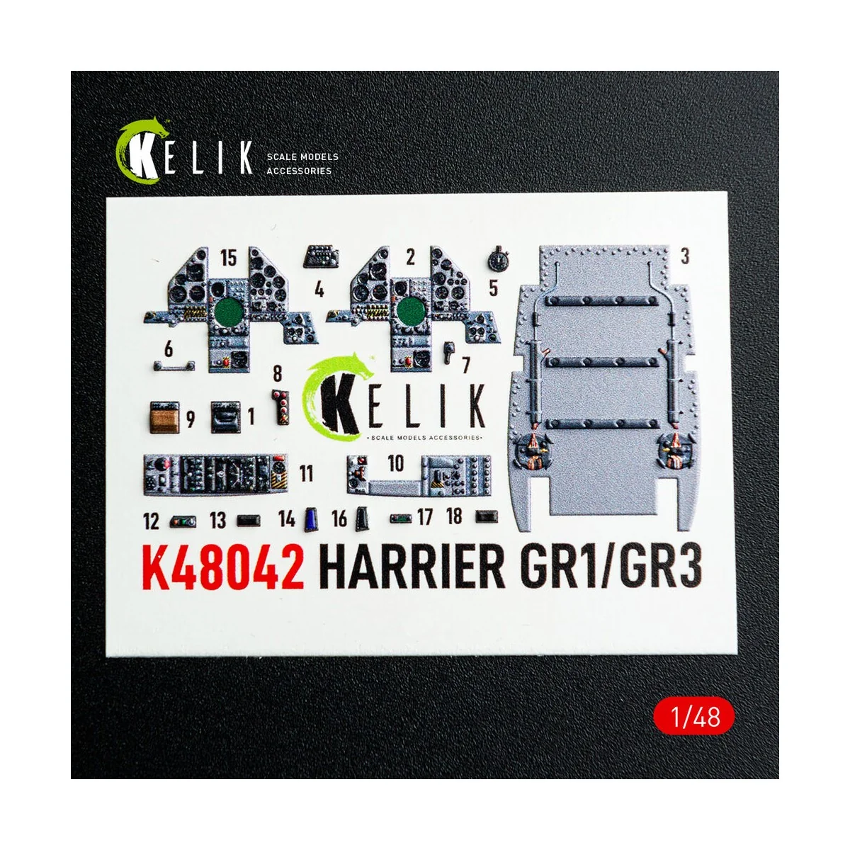 Harrier GR1/GR3 interior 3D decals for Kinetic kit, 1/48 - Kelik K4...