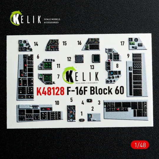 F-16F Block 60 - interior 3D decals for Hasegawa kit - Kelik K48128