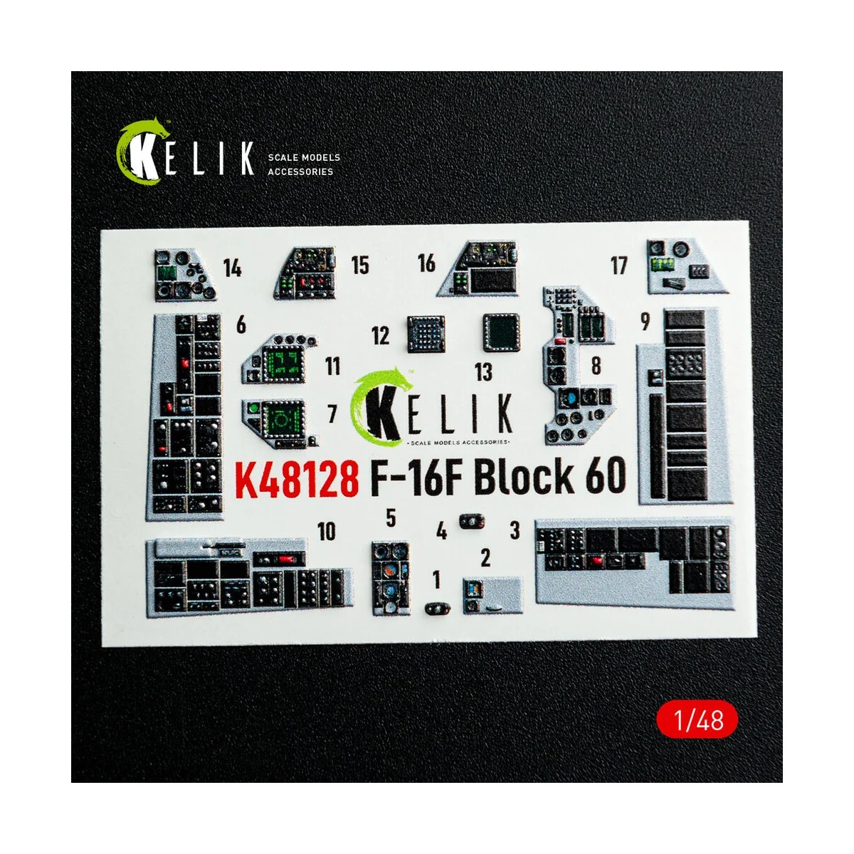 F-16F Block 60 - interior 3D decals for Hasegawa kit - Kelik K48128