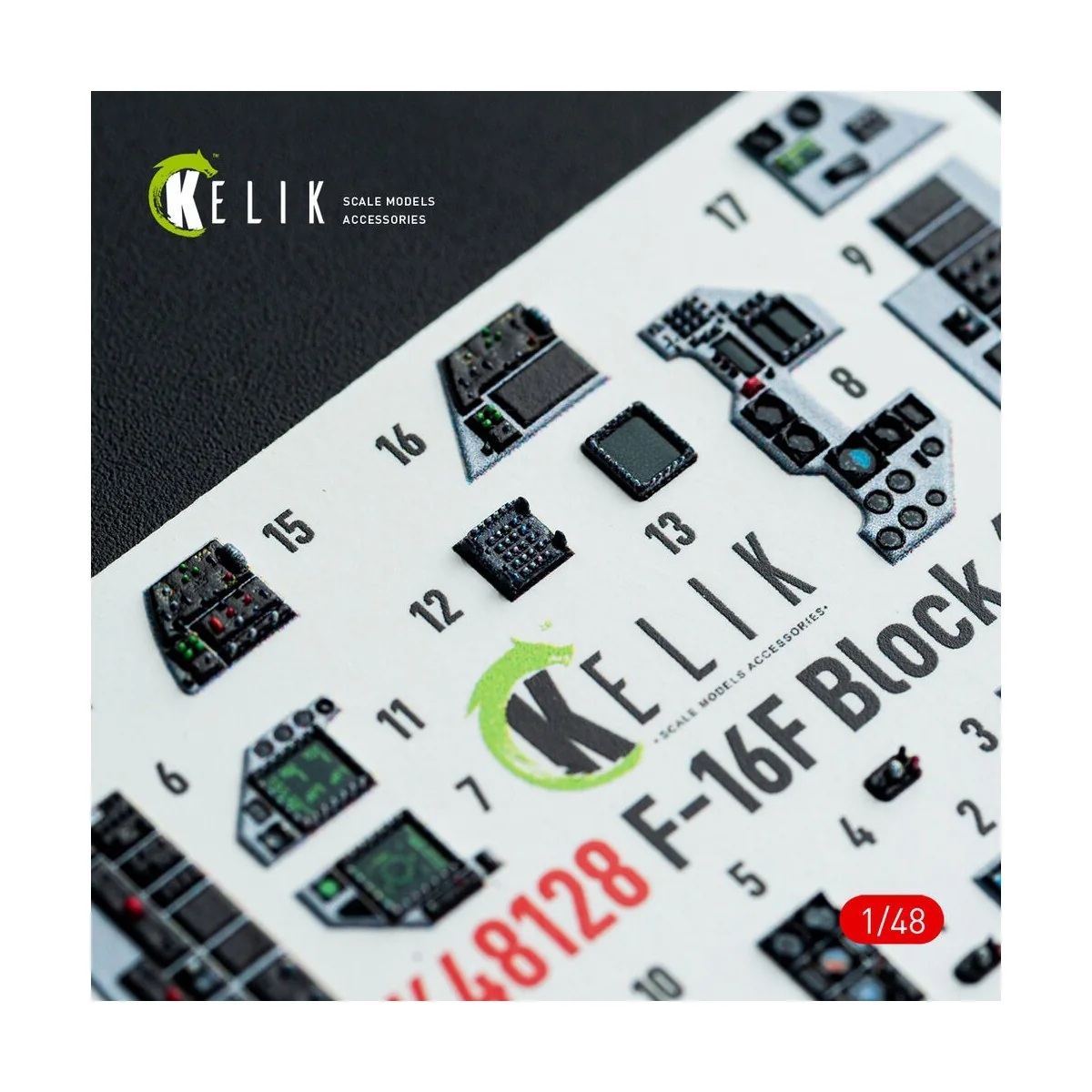 F-16F Block 60 - interior 3D decals for Hasegawa kit - Kelik K48128