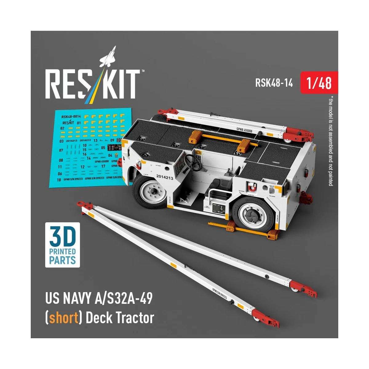 US NAVY A/S32A-49 (short) Deck Tractor (3D Printed model kit), 1/48...