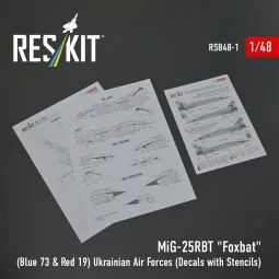 MiG-25RBT Foxbat (Blue 73 & Red 19) Ukrainian Air Forces (Decals wi...