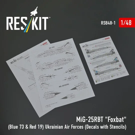 MiG-25RBT Foxbat (Blue 73 & Red 19) Ukrainian Air Forces (Decals wi...