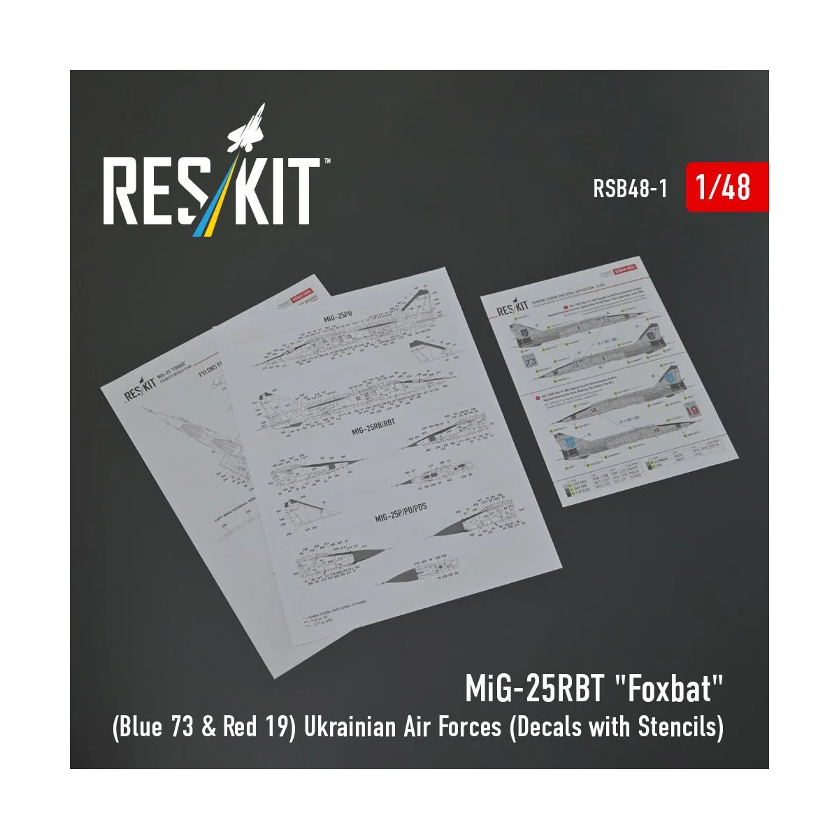 MiG-25RBT Foxbat (Blue 73 & Red 19) Ukrainian Air Forces (Decals wi...