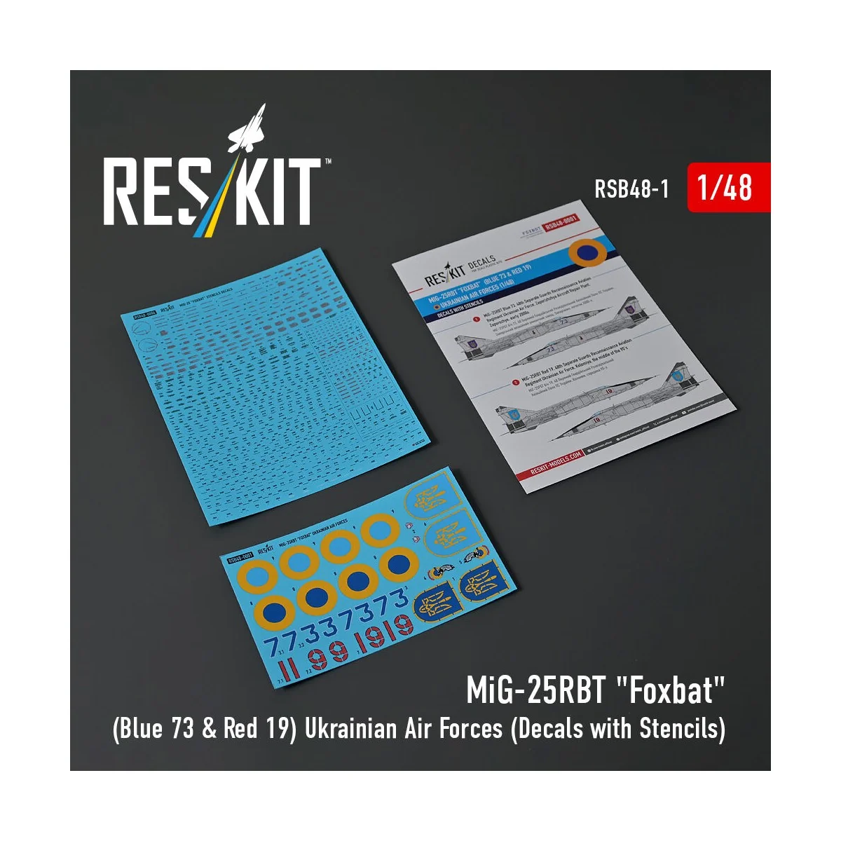 MiG-25RBT Foxbat (Blue 73 & Red 19) Ukrainian Air Forces (Decals wi...