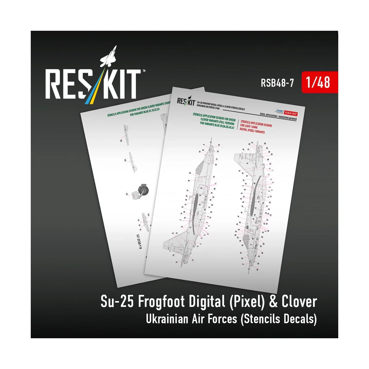 Su-25 Frogfoot Digital (Pixel) & Clover Ukrainian Air Forces (Stenc...