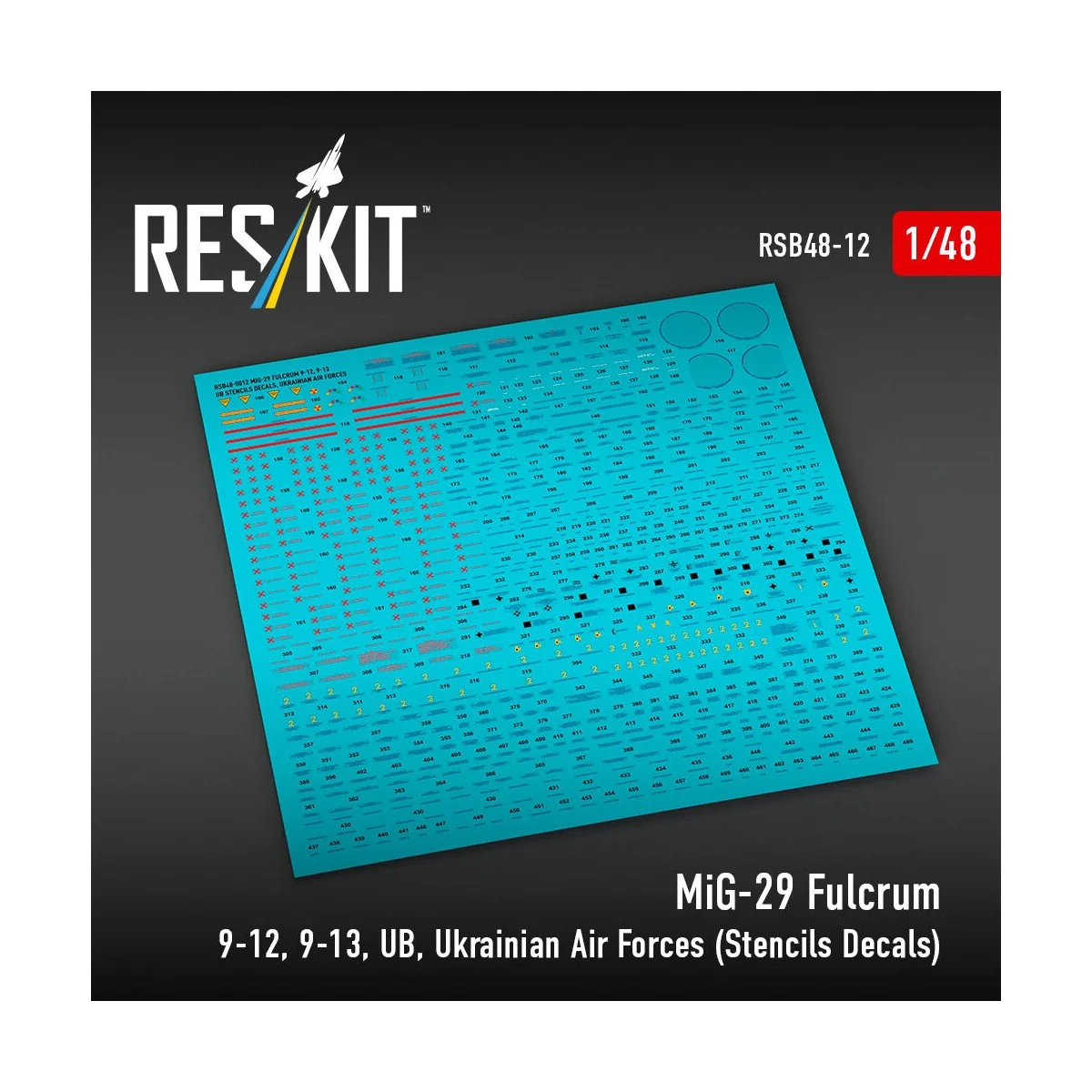 MiG-29 Fulcrum 9-12, 9-13, UB, Ukrainian Air Forces (Stencils Decal...