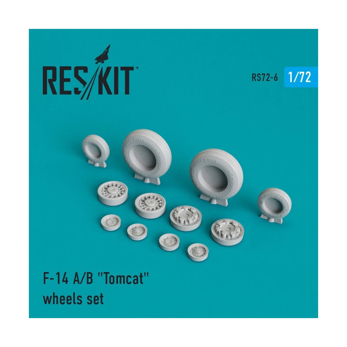 F-14 (A, B) Tomcat wheels set (weighted), 1/72 - ResKit Models RS72...