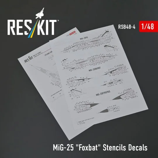 MiG-25 Foxbat Stencils Decals, 1/48 - ResKit Models RSB48-0004 MiG-25 Foxbat Stencils Decals, 1/48 - ResKit Models RSB48-0004