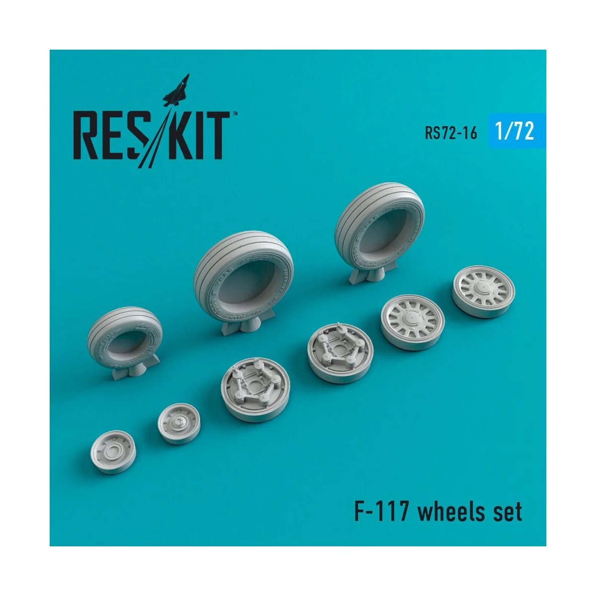 F-117 Nighthawk wheels set (weighted) - ResKit Models RS72-0016