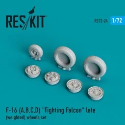 F-16 (A, B, C, D) Fighting Falcon late (weighted) wheels set, 1/72 ...