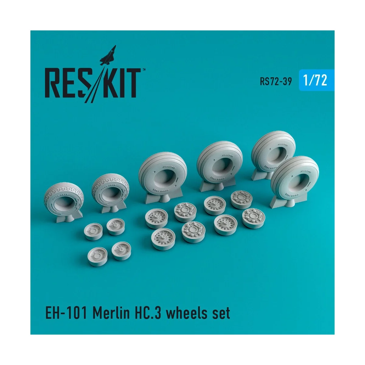 EH-101 Merlin HC.3 wheels set, 1/72 - ResKit Models RS72-0039 EH-101 Merlin HC.3 wheels set, 1/72 - ResKit Models RS72-0039