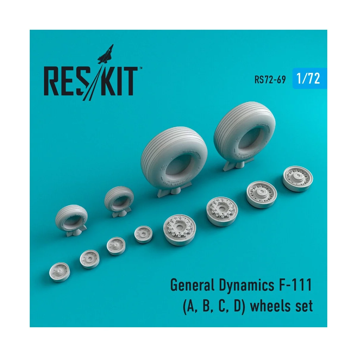 F-111 (A,B,C,D) wheels set (weighted) - ResKit Models RS72-0069