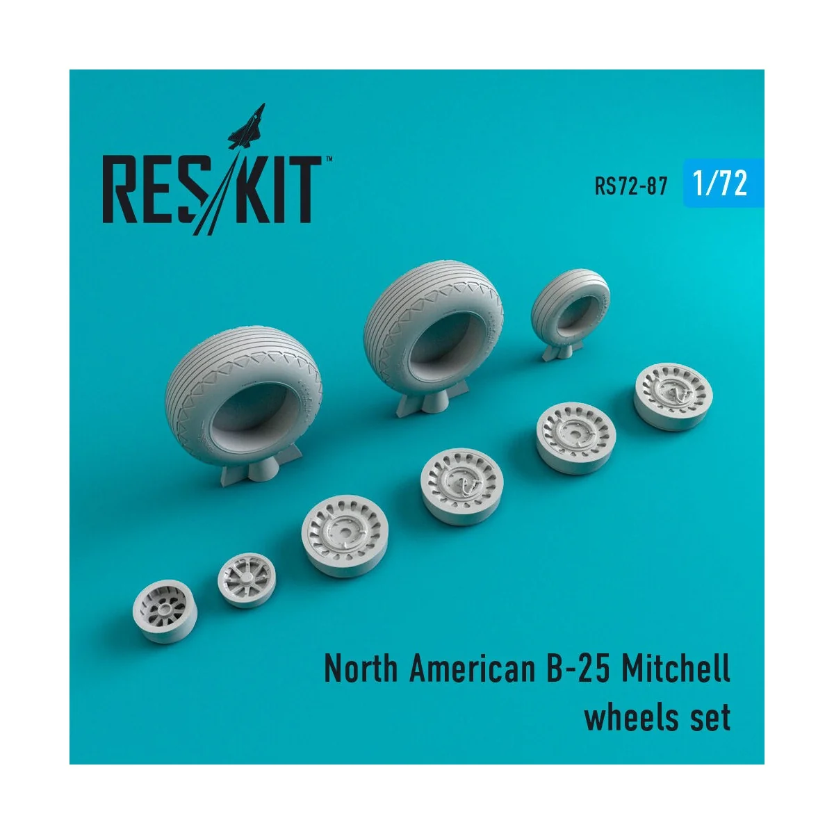 B-25 Mitchell wheels set, 1/72 - ResKit Models RS72-0087
