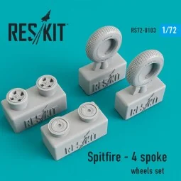 Spitfire (4 spoke) wheels set - ResKit Models RS72-0103