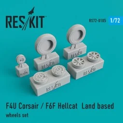 F4U Corsair/F6F Hellcat Land based wheels set, 1/72 - ResKit Models...