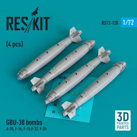 GBU-38 bombs (4 pcs) (A-10, F-16, F-15, F-22, F-35) (3D Printed), 1...