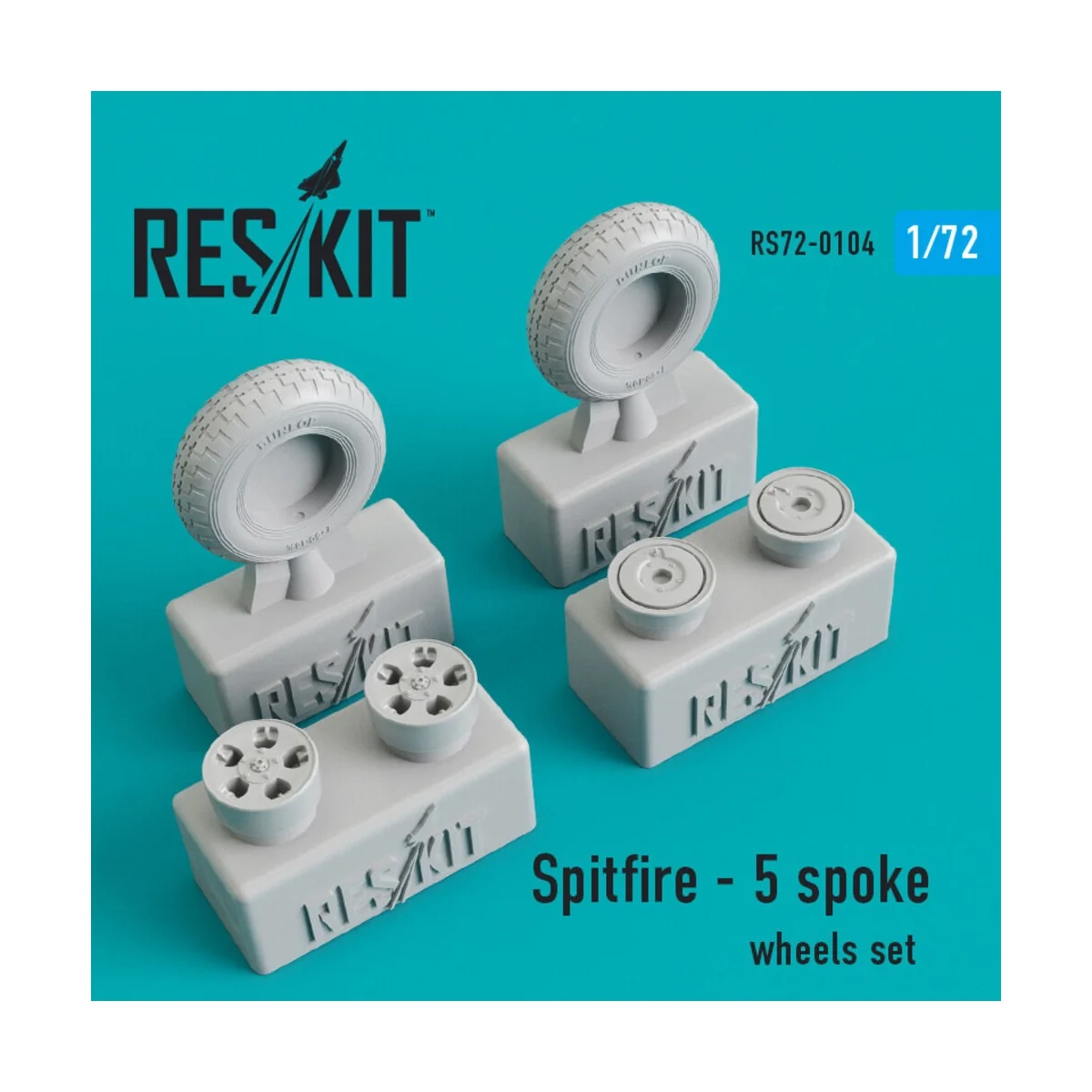 Spitfire (5 spoke) wheels set - ResKit Models RS72-0104