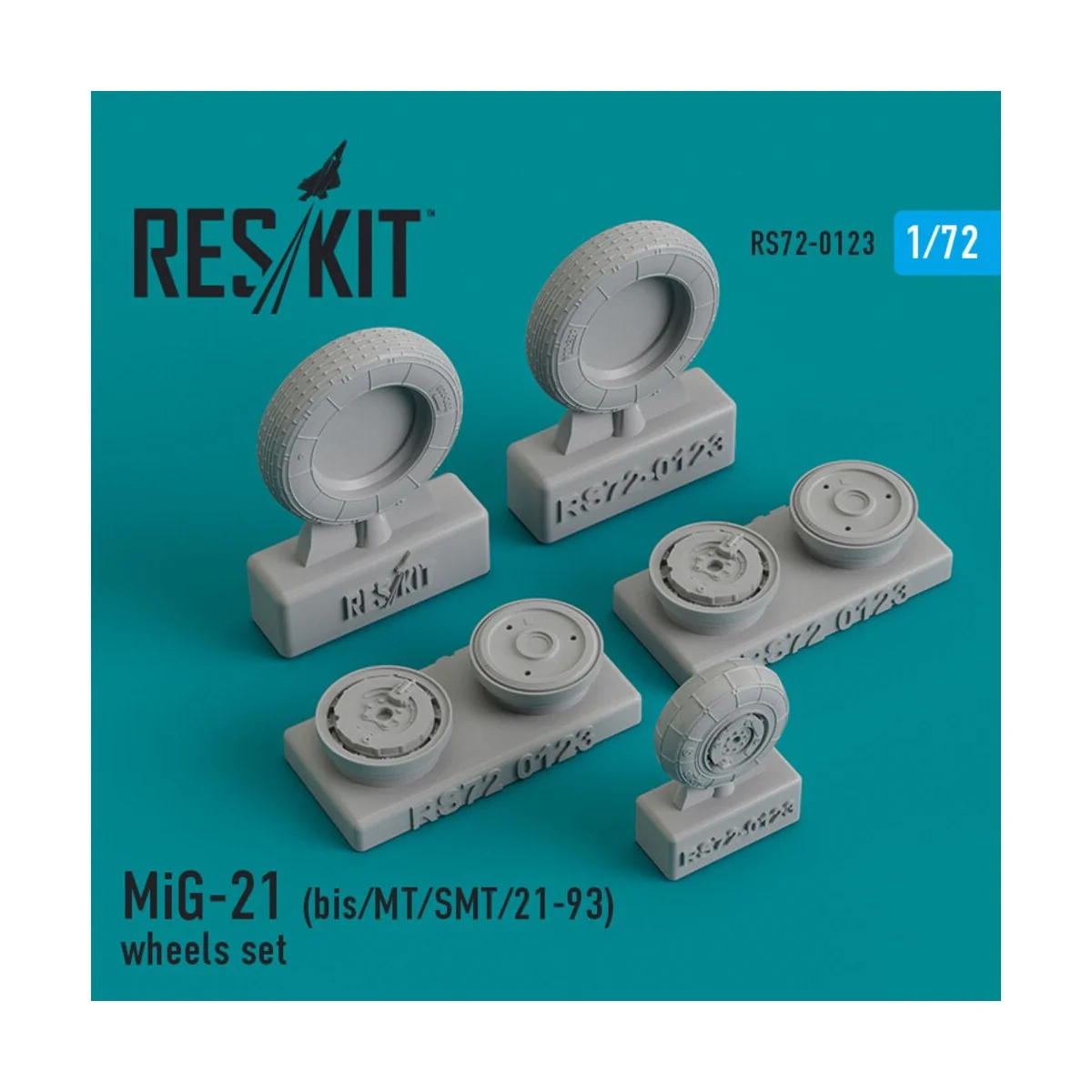 MiG-21 (bis, MT, SMT, 21-93) wheels set, 1/72 - ResKit Models RS72-... MiG-21 (bis, MT, SMT, 21-93) wheels set, 1/72 - ResKit Models RS72-...