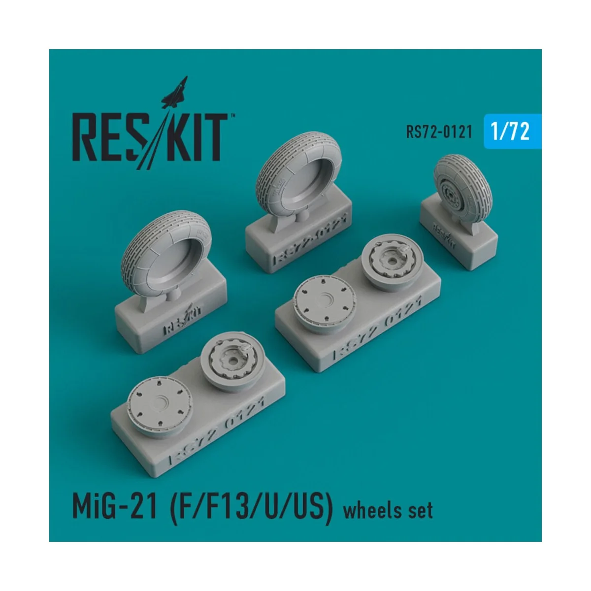 MiG-21 (F, F13, U, US) wheels set, 1/72 - ResKit Models RS72-0121 MiG-21 (F, F13, U, US) wheels set, 1/72 - ResKit Models RS72-0121