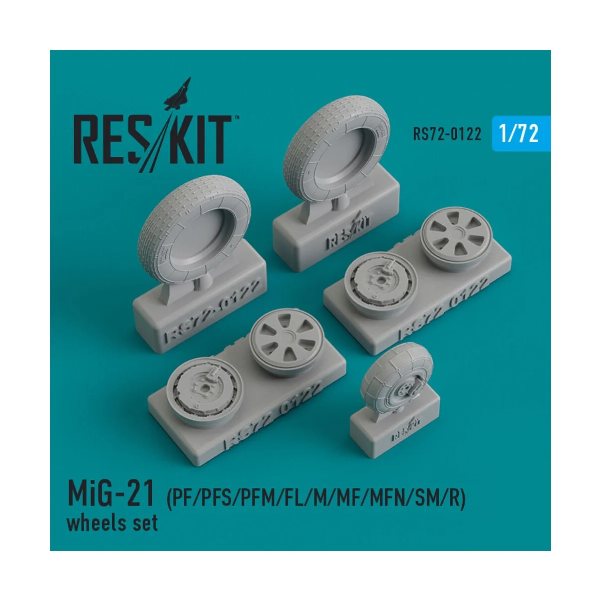 MiG-21 (PF, PFS, PFM, FL, M, MF, MFN, SM, R) wheels set, 1/72 - Res...