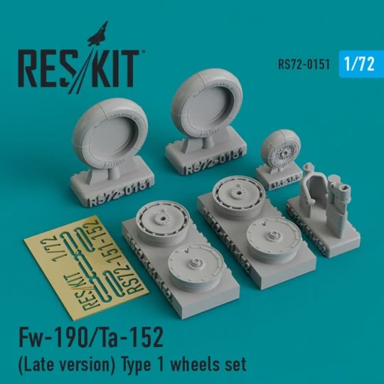 Fw-190 (Late version) type 1 wheels set, 1/72 - ResKit Models RS72-... Fw-190 (Late version) type 1 wheels set, 1/72 - ResKit Models RS72-...