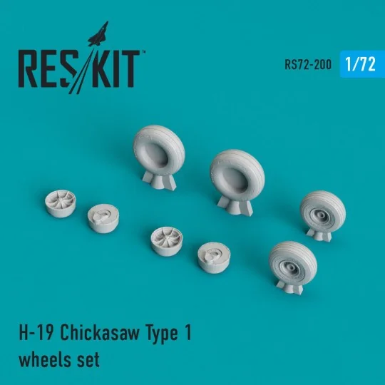H-19 Chickasaw type 1 wheels set, 1/72 - ResKit Models RS72-0200 H-19 Chickasaw type 1 wheels set, 1/72 - ResKit Models RS72-0200