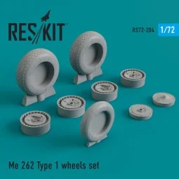 Me.262 type 1 wheels set, 1/72 - ResKit Models RS72-0204