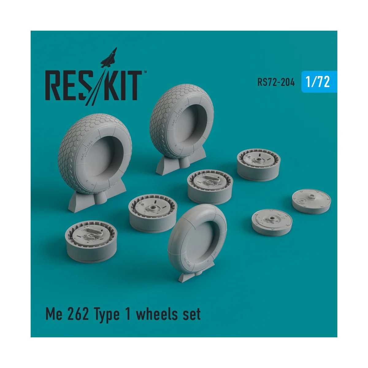Me.262 type 1 wheels set, 1/72 - ResKit Models RS72-0204