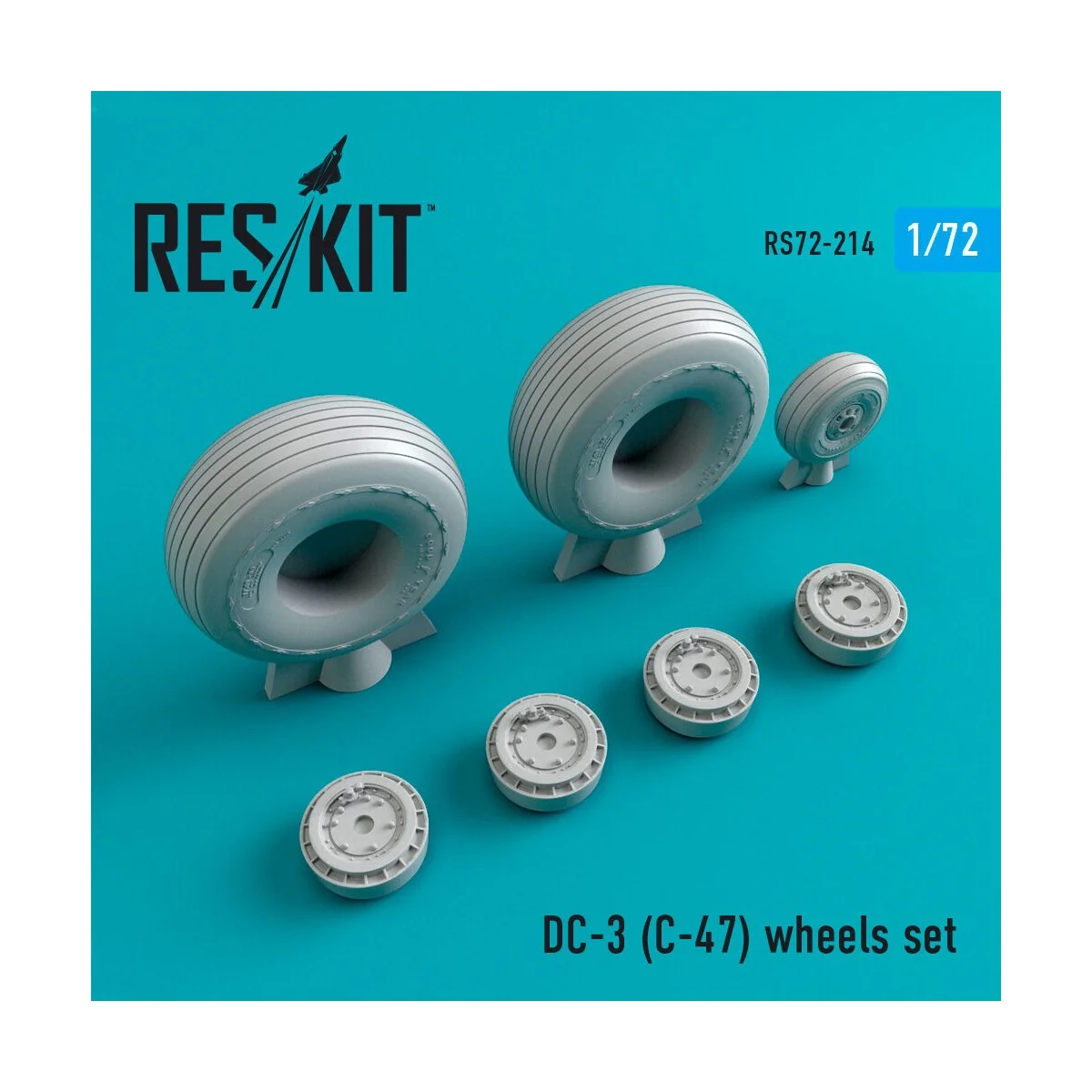 DC-3 (C-47) wheels set - ResKit Models RS72-0214