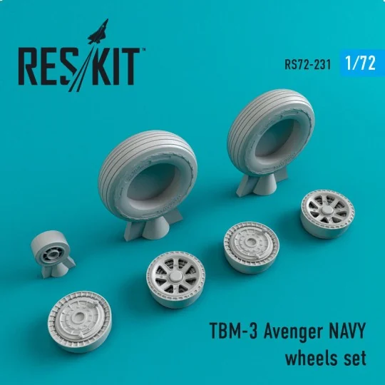 TBM-3 Avenger NAVY wheels set, 1/72 - ResKit Models RS72-0231