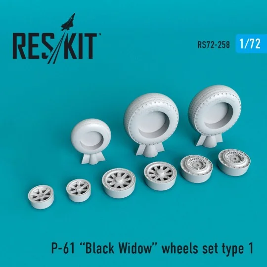 P-61 Black Widow wheels set, 1/72 - ResKit Models RS72-0258 P-61 Black Widow wheels set, 1/72 - ResKit Models RS72-0258