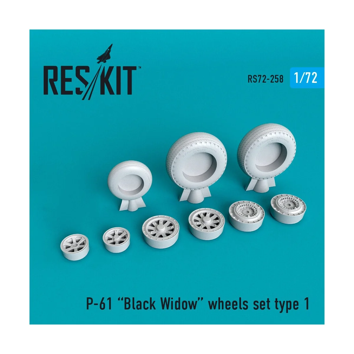 P-61 Black Widow wheels set, 1/72 - ResKit Models RS72-0258 P-61 Black Widow wheels set, 1/72 - ResKit Models RS72-0258