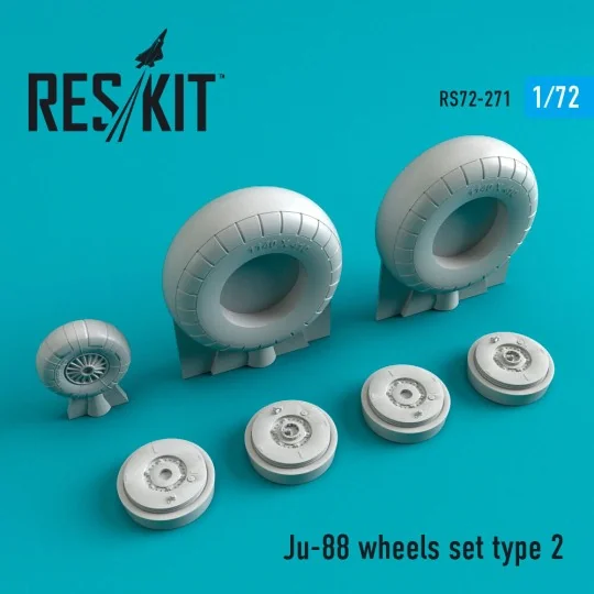 Ju-88 wheels set type 2, 1/72 - ResKit Models RS72-0271 Ju-88 wheels set type 2, 1/72 - ResKit Models RS72-0271