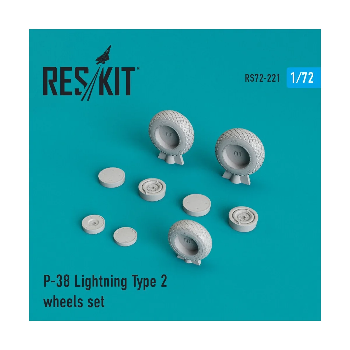 P-38 Lightning type 2 wheels set - ResKit Models RS72-0221