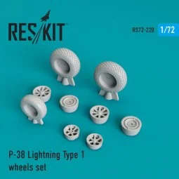 P-38 Lightning type 1 wheels set, 1/72 - ResKit Models RS72-0220
