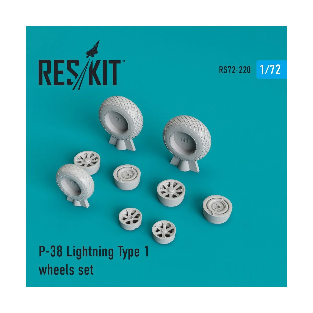 P-38 Lightning type 1 wheels set, 1/72 - ResKit Models RS72-0220