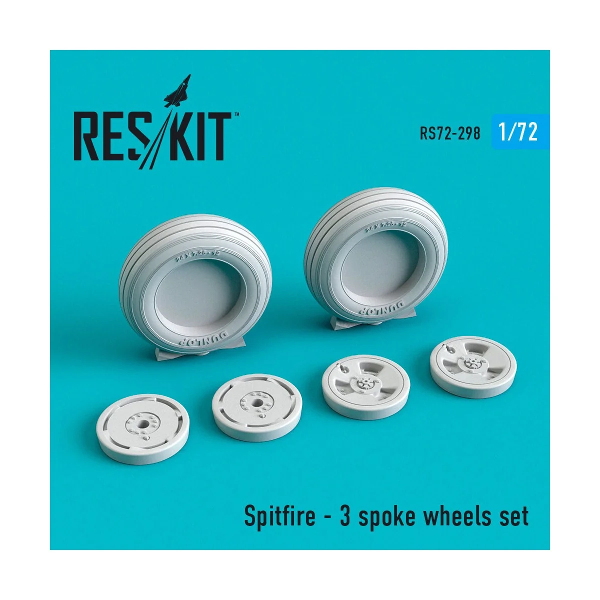 Spitfire - 3 spoke wheels set (RS72-0298) - ResKit Models RS72-0298