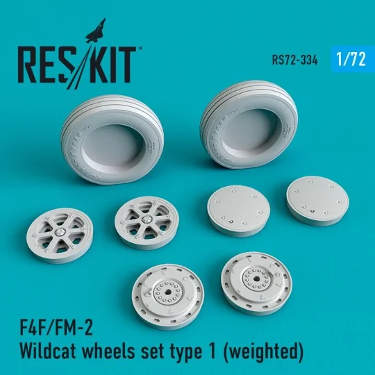 F4F/FM-2 Wildcat wheels set type 1 (weighted) - ResKit Models RS72-...
